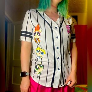 The powerpuff girls baseball jersey button shirt